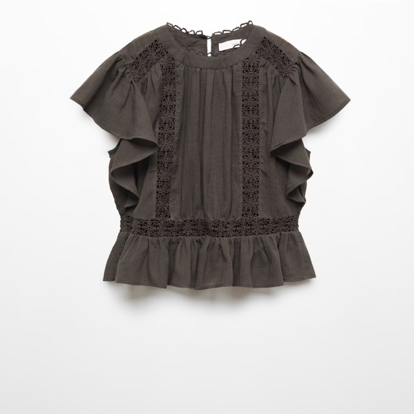NWOT Mango Ruffled Lace top, Small - Picture 3 of 10